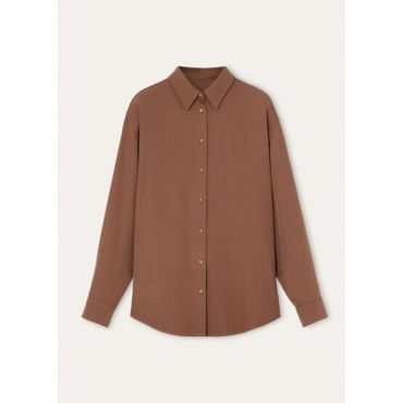 Loro Piana - Selina Shirt Cady Crepe, Woman, Cedar Chestnut, Size: 40
