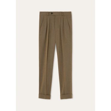 Loro Piana - Stafford Trousers Jaspe' Cavalry, Man, Shady Green, Size: 52