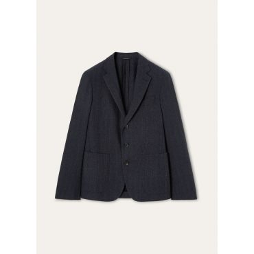 Loro Piana - Torino Notch Sb Shirt Jacket Wool Mouline', Man, Blue Navy Mouliné, Size: 46