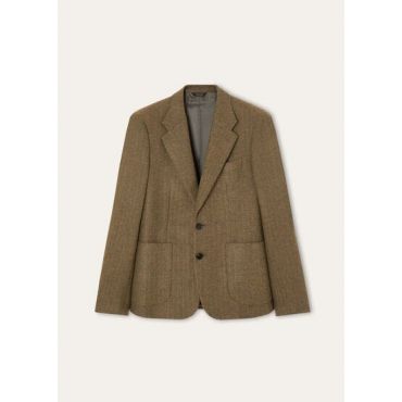 Loro Piana - Hedland Notch Sb Jacket Elgin Check, Man, Green Camel Herringbone, Size: 56