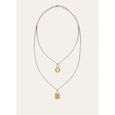 Loro Piana - Bale Wiggle Double Lenght Charms Necklace, Woman, Sun Gold Antique/Jewel Antique Silver, Size: NR