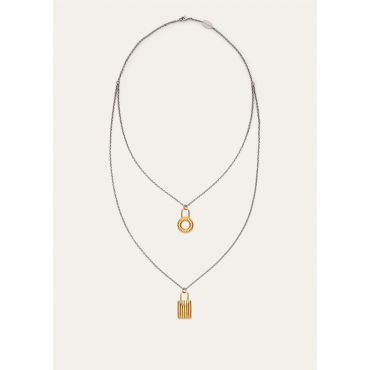 Loro Piana - Bale Wiggle Double Lenght Charms Necklace, Woman, Sun Gold Antique/Jewel Antique Silver, Size: NR