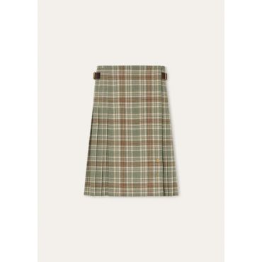 Loro Piana - Milda Skirt Loro Clan Flannel, Woman, Green Cream Orange, Size: 36