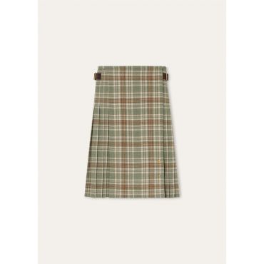 Loro Piana - Milda Skirt Loro Clan Flannel, Woman, Green Cream Orange, Size: 36