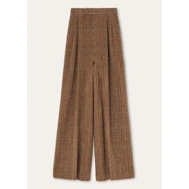 Loro Piana - Horst Trousers Brushed Prince Of Wales, Woman, Valnuts Brown Kummel, Size: 36