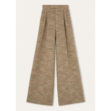 Loro Piana - Horst Trousers Tweed Lurex, Woman, Cream White/Mild Brown/Shine Gold, Size: 38