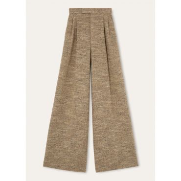 Loro Piana - Horst Trousers Tweed Lurex, Woman, Cream White/Mild Brown/Shine Gold, Size: 38