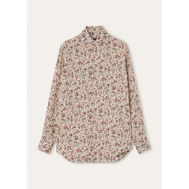 Loro Piana - Thea Cutaway Collar Shirt Lp Arundel Garden J.s., Woman, Ivory/Melon/Peacock, Size: 44