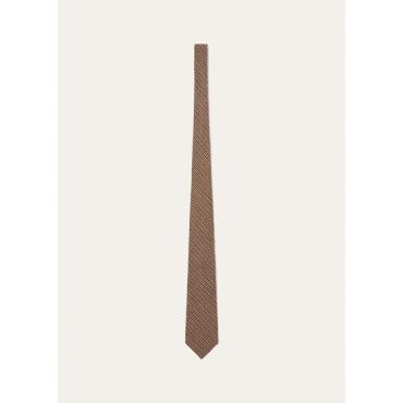 Loro Piana - Yale Tie 8 Linen Wish Tattersall, Man, Brown Shades Tattersall, Size: NR