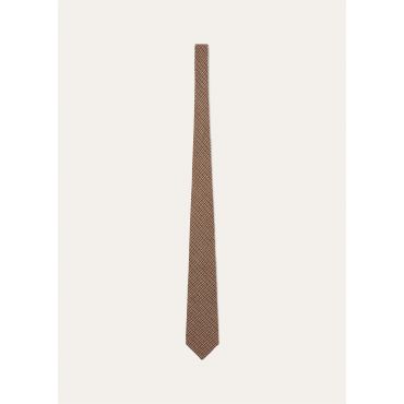 Loro Piana - Yale Tie 8 Linen Wish Tattersall, Man, Brown Shades Tattersall, Size: NR