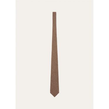 Loro Piana - Yale Tie 8 Linen Wish Tattersall, Man, Brown Shades Tattersall, Size: NR