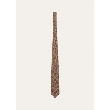 Loro Piana - Yale Tie 8 Linen Wish Tattersall, Man, Brown Shades Tattersall, Size: NR