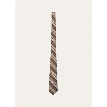 Loro Piana - Yale Tie 8 Andino Stripe Silk, Man, Brown/Bordeaux, Size: NR