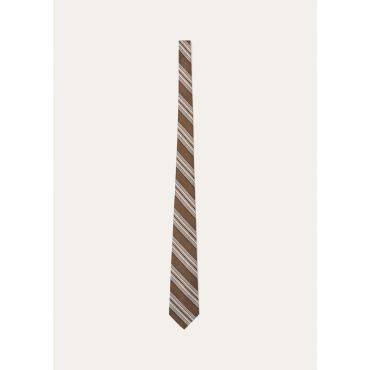 Loro Piana - Yale Tie 8 Andino Stripe Silk, Man, Brown/Bordeaux, Size: NR