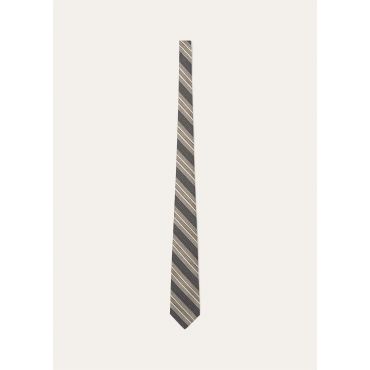 Loro Piana - Yale Tie 8 Andino Stripe Silk, Man, Grey/Camel, Size: NR