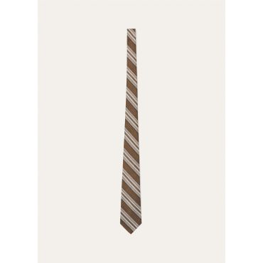 Loro Piana - Yale Tie 8 Andino Stripe Silk, Man, Brown/Bordeaux, Size: NR