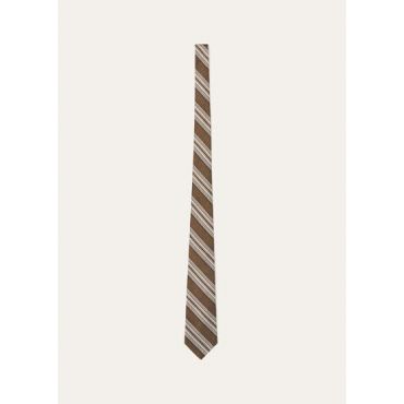 Loro Piana - Yale Tie 8 Andino Stripe Silk, Man, Brown/Bordeaux, Size: NR