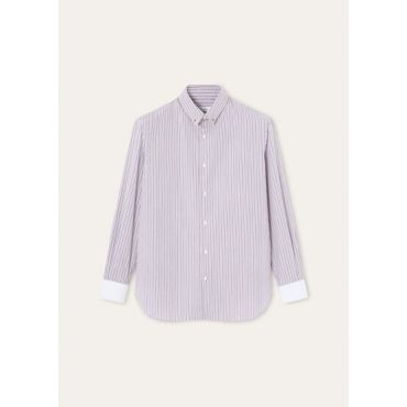 Loro Piana - Elia Penny Bar Collar Shirt Cotton Glasgow, Man, Lilac Stripe, Size: 42