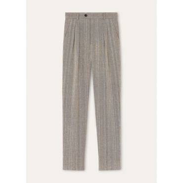 Loro Piana - Stafford Trousers Light Linen Chevron, Man, Brown/Natural Herringbone, Size: 58