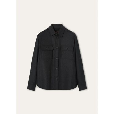Loro Piana - Jim Overshirt Wish Cash Flannel, Man, Charcoal Mel, Size: 46