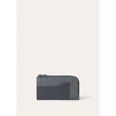 Loro Piana - Extra Zippouch Wth Cardholder Grained Nubuck, Man, Blue Green/Onyx, Size: NR