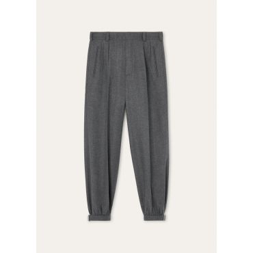 Loro Piana - Scott Trousers Wool Cash Flannel, Man, London Smoke Melange, Size: 50