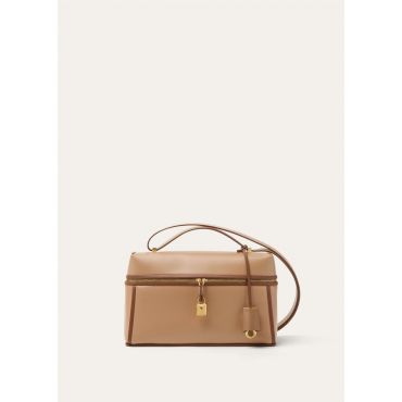 Loro Piana - Extra Bag L27 Contrast Binding Saddle Leather, Woman, Cream Bignet/Mole/Sun Gold, Size: NR