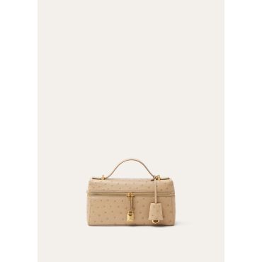 Loro Piana - Extra Bag L23 Ostrich Saddle Finish, Woman, Orix/Sun Gold, Size: NR