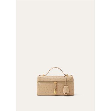 Loro Piana - Extra Bag L23 Ostrich Saddle Finish, Woman, Orix/Sun Gold, Size: NR