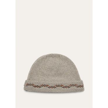 Loro Piana - Carezza Embroidered Beanie Cash Gg 3, Woman, Beige, Size: M