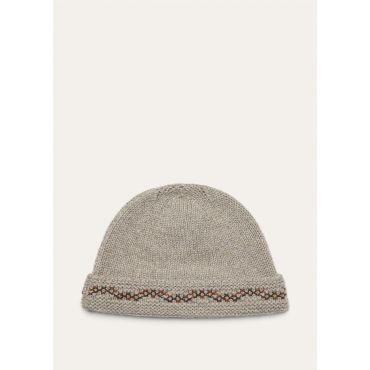 Loro Piana - Carezza Embroidered Beanie Cash Gg 3, Woman, Beige, Size: M