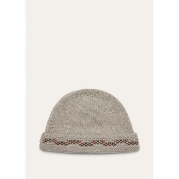 Loro Piana - Carezza Embroidered Beanie Cash Gg 3, Woman, Beige, Size: M