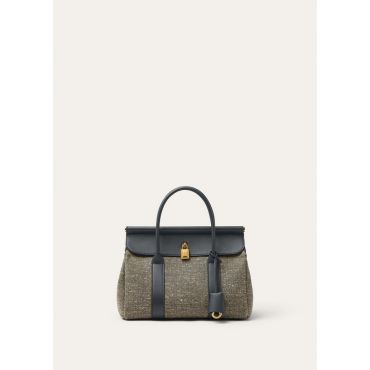 Loro Piana - Loom L25 Wool Linen Silk Tweed/rounded Lth, Woman, Green Sand Herringbone/Blue Green/Sun Gold, Size: NR