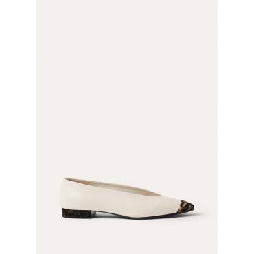 Loro Piana - Rebecca Cap Toe Ballerina Lux. Calf & Marble Effect, Woman, Dark Tortoise, Size: 41