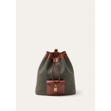 Loro Piana - Extra Drawstring Backpack L27 Wsh Cash Twd Gl C/rl, Woman, Countryside Sage/Burnt Tan/Sun Gold, Size: NR
