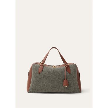 Loro Piana - Needle Medium Wish Cash Twd Gllch Charm/rndd Lthr, Woman, Countryside Sage/Burnt Tan/Sun Gold, Size: NR