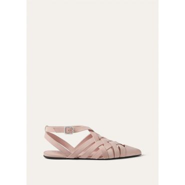 Loro Piana - Silene Flat Sandal Smooth Nubuck Calf, Woman, Pineapple Rose, Size: 38