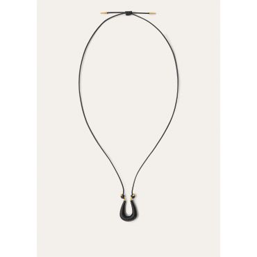 Loro Piana - Braided Duo Necklace Leather, Woman, Black/Jewel Sun Gold, Size: NR