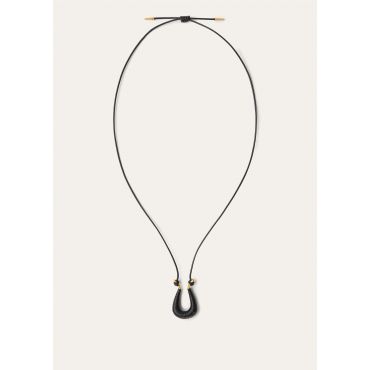 Loro Piana - Braided Duo Necklace Leather, Woman, Black/Jewel Sun Gold, Size: NR