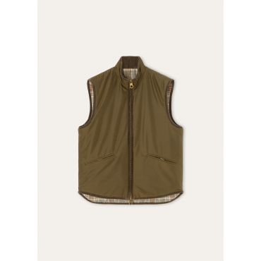 Loro Piana - Randy Quilted Vest Rev. Silk Tech Storm, Man, Military Summer, Size: 56