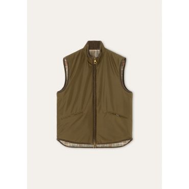 Loro Piana - Randy Quilted Vest Rev. Silk Tech Storm, Man, Military Summer, Size: 56
