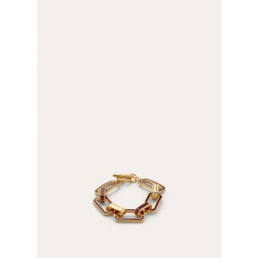 Loro Piana - Link Chain Bracelet With Enamel, Woman, Sun Gold/Deep Kummel, Size: M