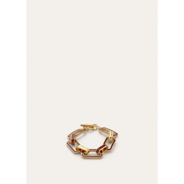 Loro Piana - Link Chain Bracelet With Enamel, Woman, Sun Gold/Deep Kummel, Size: S