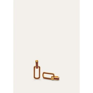 Loro Piana - Link Chain Earrings With Enamel, Woman, Sun Gold/Deep Kummel, Size: NR