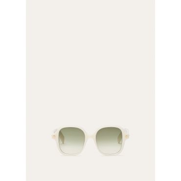 Loro Piana - Lily Sunglasses, Whisper White/Green Gold, Size: NR