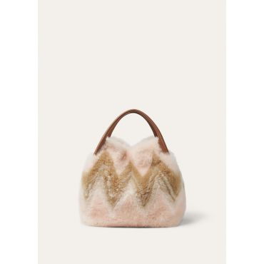 Loro Piana - Bale Large Intarsia Shaded Peaks/rnd Lth, Woman, Powder Pink/White/Mole/Sun Gold, Size: NR