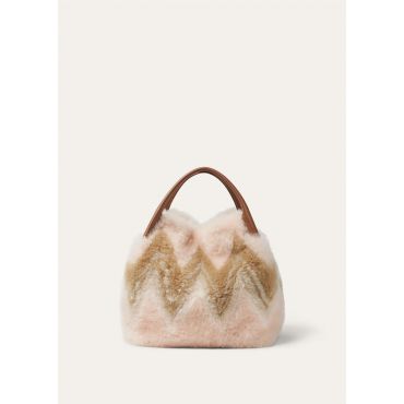 Loro Piana - Bale Large Intarsia Shaded Peaks/rnd Lth, Woman, Powder Pink/White/Mole/Sun Gold, Size: NR
