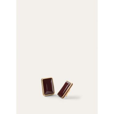 Loro Piana - Bonbon Earrings Brass With Enamel, Woman, Sun Gold/Oxblood/Burnt Tan, Size: NR