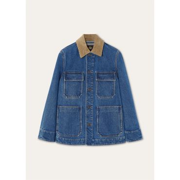 Loro Piana - Dean Field Jacket Denim Silk, Woman, Light Blue Wash, Size: 42