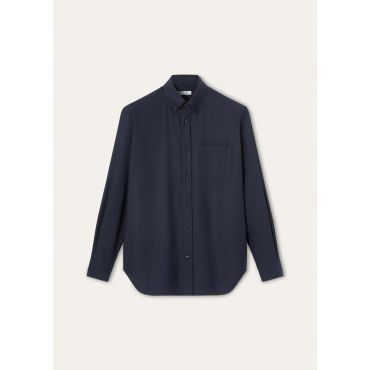Loro Piana - Elia Button Down Shirt Gok Rain, Man, Blue Navy, Size: 40